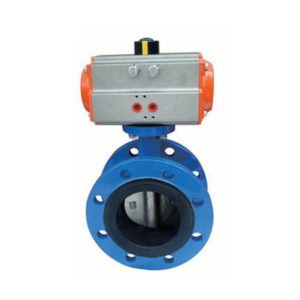 Ductile Iron Double Flanged Butterfly Valve with Spring Return Pneumatic Actuator