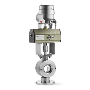 Stainless Steel Wafer Ball Sector Control Valve with Pneumatic Double Acting Actuator and PMV Digital Positioner