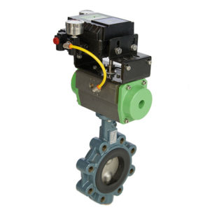 Lugged Cast Iron Butterfly Valve with EPDM Seat, Spring Return Pneumatic Actuator & 4-20mA Electro Pneumatic Positioner