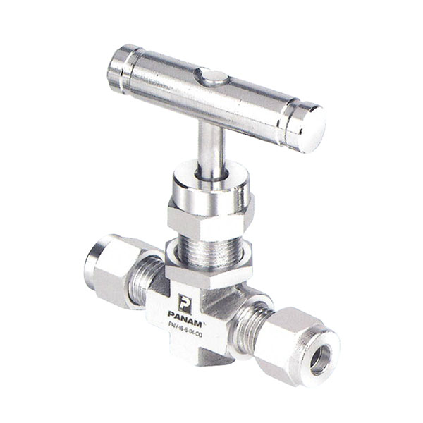 Stainless Steel Needle Valve with Compression ends and a T Bar Operator
