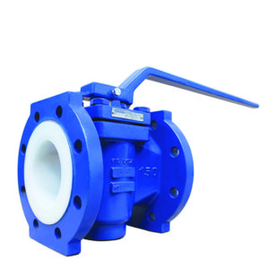 PTFE Lined Flanged Plug Valve Lever Operated